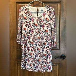 Old Navy cream floral babydoll dress, size XS, gently used
